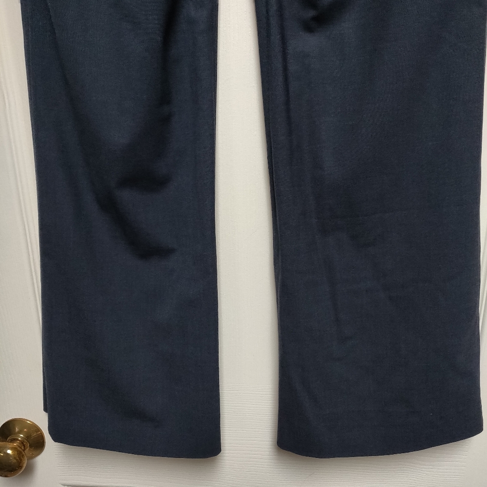 Theory Emery Tailored Flare Leg Wool Blend Dress Pants Navy Blue Size 0 - Picture 6 of 9